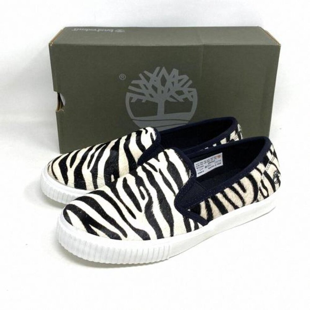 Timberland BX2 WOMEN SKYLA BAY SLIP ON ZEBRA LEATHER Black BX2 0A2GW6 TB White - Picture 5 of 11